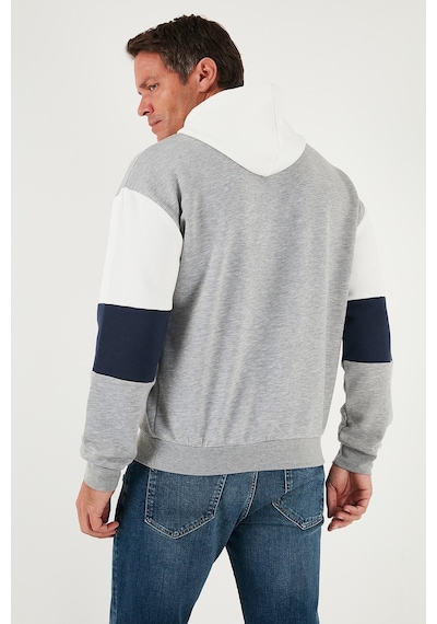 Buratti Pamuklu Relaxed Fit Kapüşonlu Içi Tüylü Yumuşak Şardonlu Erkek Sweat 5905299 Gri Melanj