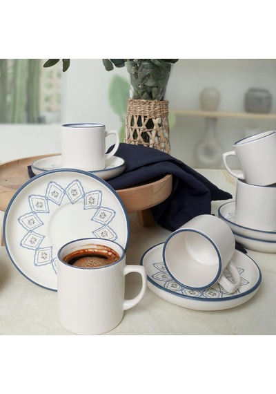 Floral Waves Nordic Kahve Takımı 12 Parça 6 Kişilik 22669-71 Çok Renkli