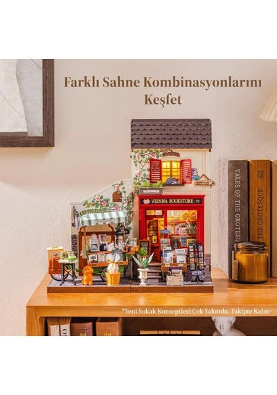 Rolife Dg182 Kahve Arabası Aromatic Coffee Dıy Minyatür Maket Model Seti Ahşap 3d Wooden Puzzle 3d Model Kit Detaylı Dekoratif Hobi Seti Ahşap Maket