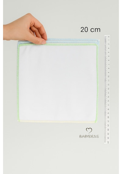 Babyden's Unisex 10'lu Yenidoğan ve Bebek Emzirme ve Ağız Bezi %100 Pamuk 20x20 CM Yumuşak Renkli Mendil 10'lu Set