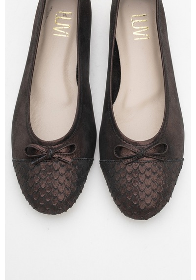 Luvishoes Luvi Shoes 02 Bakır Simli Hakiki Deri Kadın Babet Ayakkabı Bakır