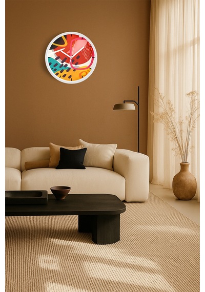 Modern Duvar Saati - 42cm - Önü Camlı Beyaz Kasa - Sessiz Mekanizma-jh0710 Beyaz