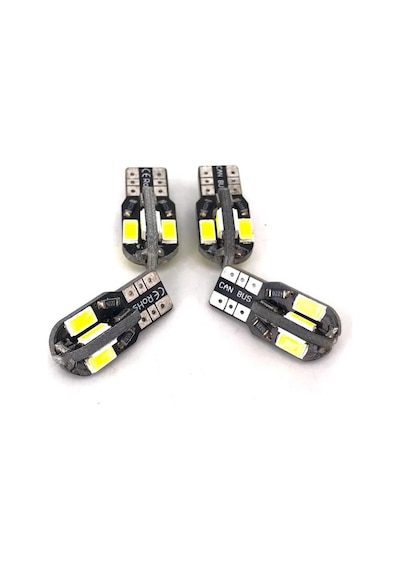 Sisa T10 Led Metal Ultra W5W 8 Ledli Park Tavan Plaka Ampülü 10 Adet Beyaz