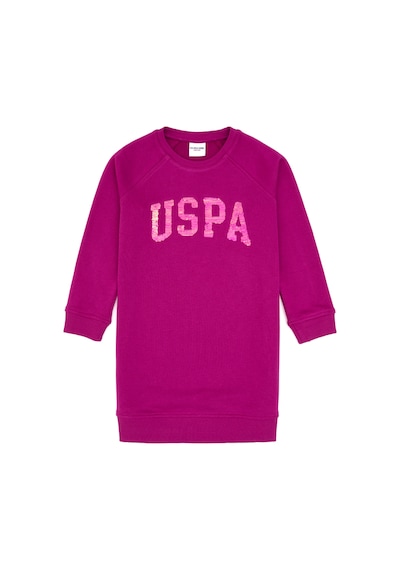 U.S. Polo Assn. Kız Çocuk Fuşya Payet Detaylı Bisiklet Yaka Sweat Örme Elbise 50314313-VR023