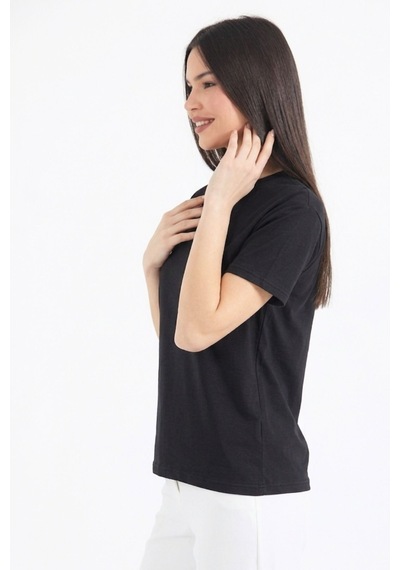 Thiff Gymwear Kadın Modal Kumaş Kısa Kolu Basic Tişört Siyah