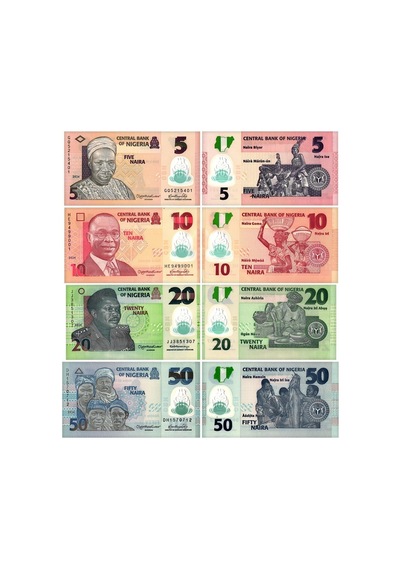 Nijerya 5-10-20-50 Naira Polimer Kağıt Para Set Çil Unc 4'lü Set Koleksiyon Para