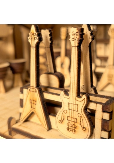 Müzik Dükkanı Ahşap Maket Seti Dıy Miniatür Müzik Mağazası Peri Led'li 3d Puzzle