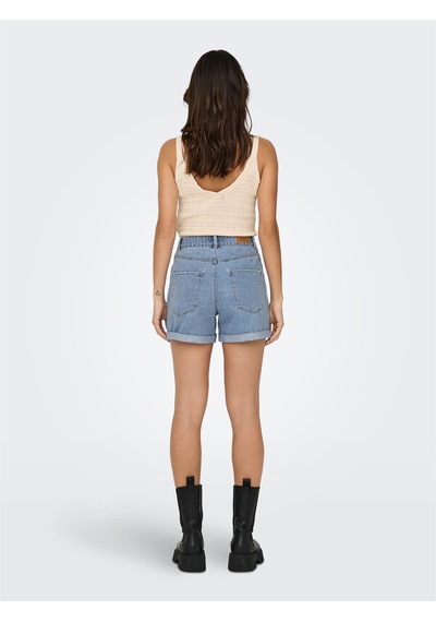 Only Onlvega Hw Mom Dnm Shorts Noos Kadın Mavi Denim Şort - 15230571