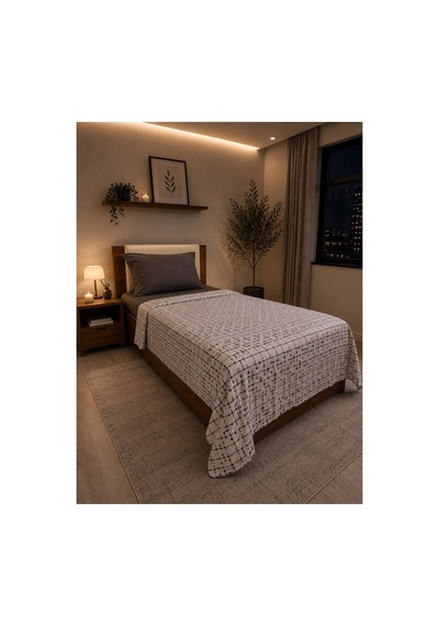 %100 Pamuk Pikolu Tek Kişilik Pike Seti - Lastikli Çarşaf - 160 X 220 Cm Gri Gri
