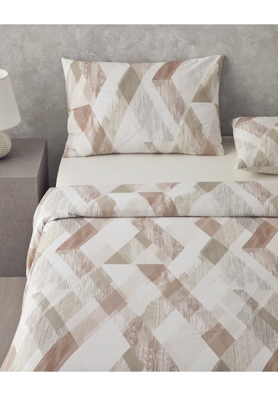 Modern Argyle Pamuklu Ranforce Tek Kişilik Nevresim Takımı 160x220 Cm Bej Bej