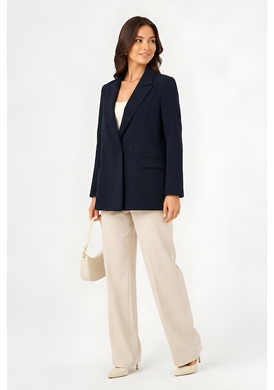 Lili Woman Kadın Kruvaze Lacivert Blazer Ceket Çift Düğmeli, Cep Kapaklı P.3982l
