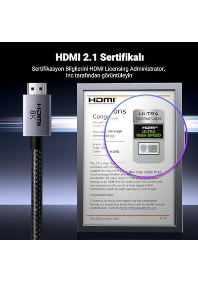 Hdmı 2.1 Kablo 8k 60hz 4k 240hz 165hz 144hz 120hz 48gbit/s Yüksek Hızlı, Hdmı Kablo 2.1 Ultra Hd Earc Hdr 10+ Hdcp 2.3 Dolby Vision Vrr Tv/ps5/ps4/ Xbox Series X/monitör İle Uyumlu 2m