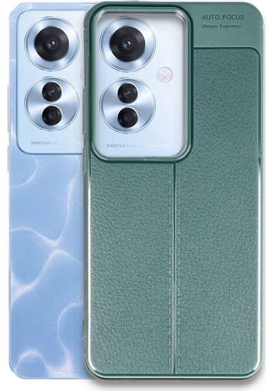 Oppo Reno 11f İçin Uyumlu Deri Tasarımlı Elde Kaymaz Korumalı Silikon Kılıf