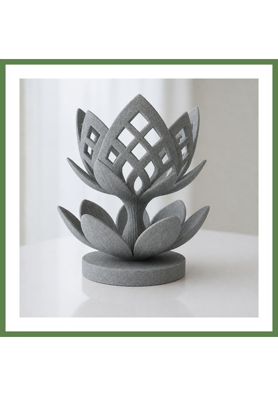 Bezos 3d Baskı Lotus Çiçeği Mumluk - Dekoratif Tealight Mumluk-gri Hb006