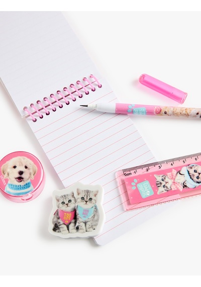 Koton Studio Pets Lisanslı Kedi Ve Köpek Temalı Kırtasiye Seti Pembe 7wak70368aa