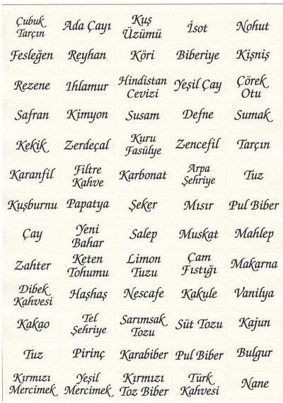 Baharat Ve Bakliyat Etiketi 65 Adet Etiket Suya Dayanıklı 1