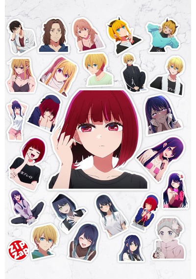 Oshi No Ko Anime Telefon Laptop Bullet Journal Yapışkanlı Folyo Sticker Paketi 25 Adet Çok Renkli
