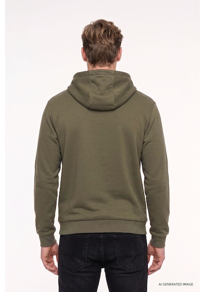 AC&Co / Altınyıldız Classics Erkek Haki Standart Fit Normal Kesim Kapüşonlu Kanguru Cepli Pamuklu Sweatshirt Haki