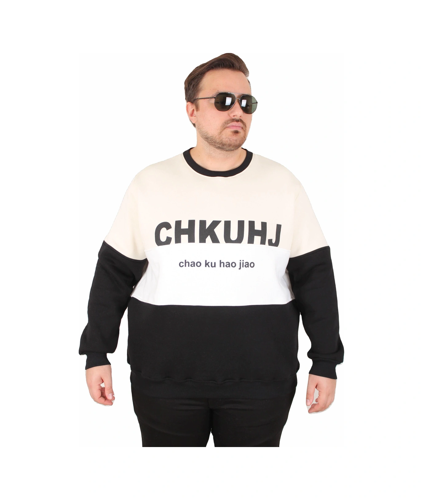 Moc Grande Mocgrande Büyük Beden Bisiklet Yaka 3ip Sweat Chao Ku 25721 Bej Bej