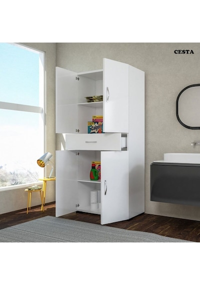 Ofis Dolabı Çok Amaçlı Dolap Mutfak Dolabı Banyo Dolabı Ofis Dolabı Çekmeceli Raflı Beyaz