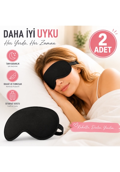 Ankaflex 2 Adet Uyku Göz Bandı Işık Geçirmez Uyku Maskesi Seyahat Dinlenme Ve Meditasyon İçin Siyah