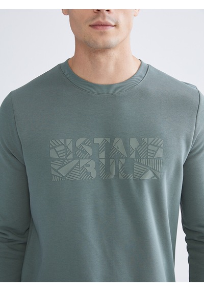 Lc Waikiki Lc Waıkıkı Yeşil Bisiklet Yaka Uzun Kollu Sweatshirt