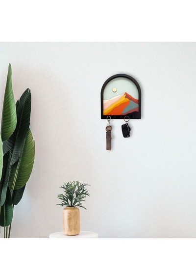 Caju Art & Decoration Ahşap Renkli Dağlar 3 Boyutlu Kabartma Hol Askı Anahtarlık Çok Renkli