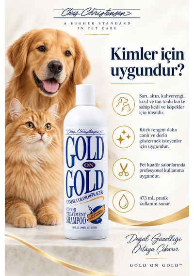 Chris Christensen Gold On Gold Sarı Ve Kahverengi Tonlar İçin Kürk Renk Onarıcı Kedi Ve Köpek Şampuanı 473 Ml