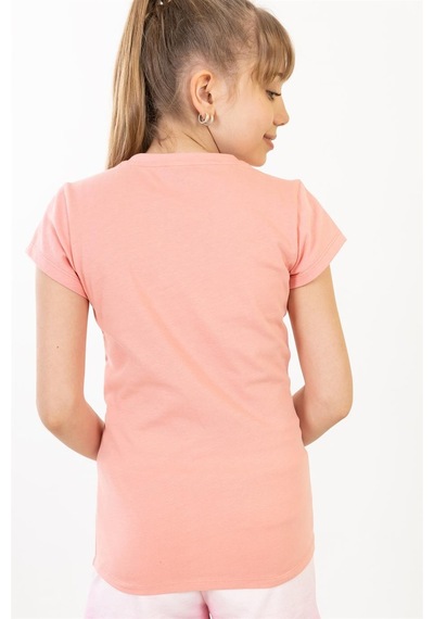 Brz Kids Palmiye Baskılı Kız Çocuk T-shirt-somon Somon