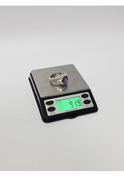 Ametist Taşlı 925 Ayar Gümüş Yüzük 9,15 Gram