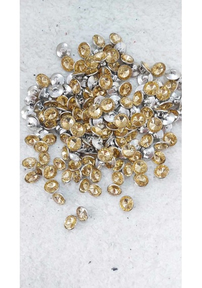 Taşlı Altın Sarı Metalize Alttan Ayaklı Abiye Düğme 1 Cm 18 Boy 11mm 20 Adet