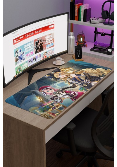Charlotte Genshin Impact Anime Gacha V3 - 90x40 Xxl Gaming Mouse Pad Fare Altlığı