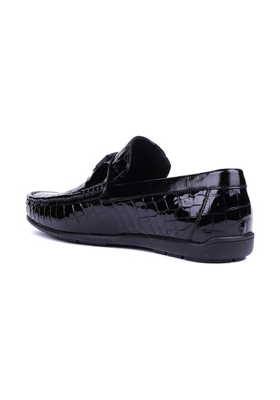 Fosco - Hakiki Deri Siyah Croco Erkek Loafer - 2094 -1506