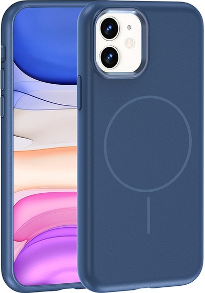 Apple Uyumlu iPhone 11 Kılıf M-safe Şarj Özellikli Metal Kamera Çerçeveli Sys Edi Silikon Kapak - Lacivert Lacivert