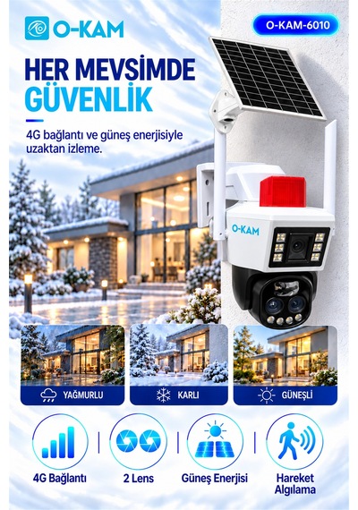 O-kam 6010 4g Solar Güvenlik Kamerası 10x Optik Zoom