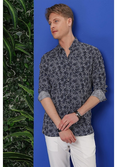 Efor G 1539 Slim Fit Siyah Klasik Gömlek Siyah