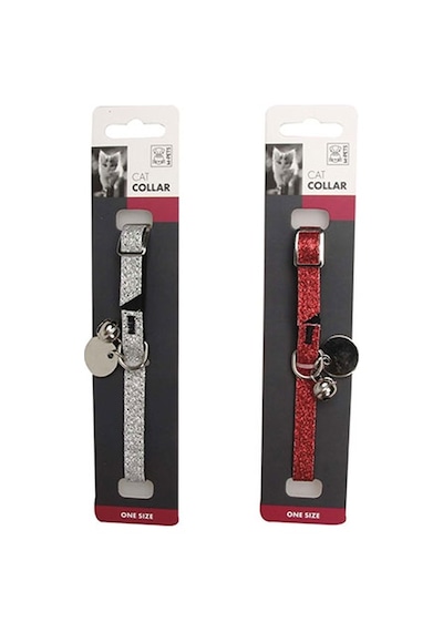 M-pets Simli Ve Zilli Kedi Boyun Tasması Gri- Kırmızı 30 Cm 244-58044.01