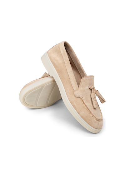 Deery Kadın Hakiki Süet Bej Püsküllü Loafer - 02040zbejc01