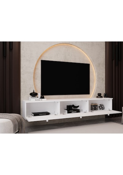 Melura Tv Ünitesi - Tv Sehpası 180 Cm Duvara Monte %100 Mdf Beyaz