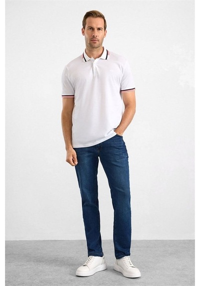 Süvari Beyaz Slim Düz Baskısız Pike Polo Yaka Tişört Sts1014000022-bey