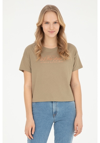 U.S. Polo Assn. Kadın Haki Bisiklet Yaka Tişört 50282898-VR027