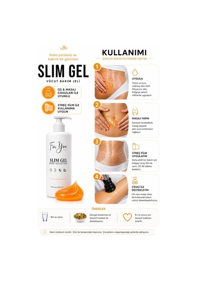 Slim Jel - Sıkılaştırıcı- Çatlak Karşıtı Ve Selülit Kremi - Yakan Jel 500ml