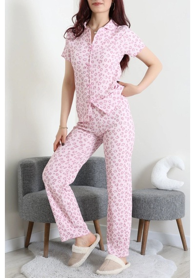 Modi Bürümcük Fiyonklu Pijama Takımı Pembe - 159.1287. Açık Gri - Pembe