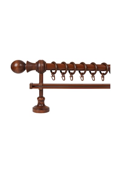 Meyra Demonte Başlıklı Ahşap Rustik Perde Askısı - Tek Raylı -ceviz 325 Cm Ceviz