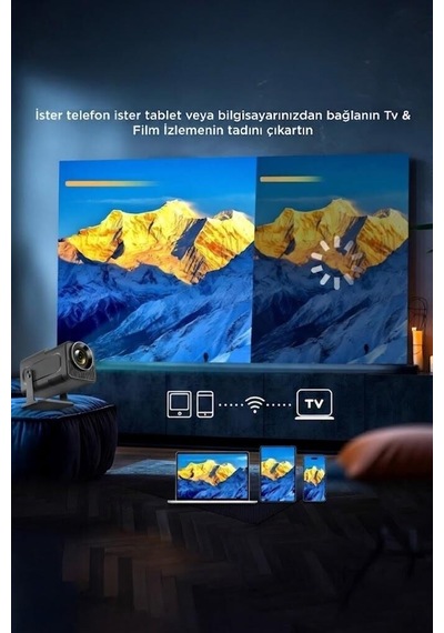 Özel Üretim Projeksiyon Cihazı Hy320 Siyah 4k 1080p Akıllı Cihaz Video Aleti Ev Sineması