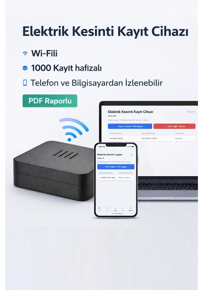 Elektrik Kesinti Kayıt Modülü Wi-fi'li, 1000 Kayıtlı, Pdf Raporlu