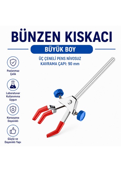 Bünzen Kıskacı - Büyük Boy - Üç Çeneli Pens Nivosuz Kavrama Çapı: 90 Mm