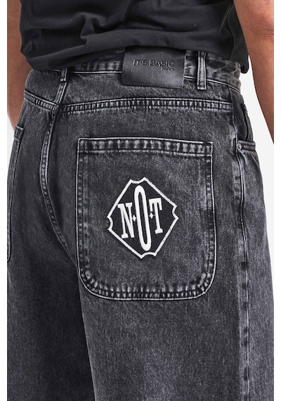 Itsbasic Erkek Füme Renk 3w5-14 Loose Baggy Fit Bol Kesim Cep Nakış Detaylı Denim Jean