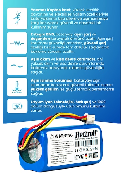 Robogil Stella 500b Uyumlu Batarya Standart Kapasite 2600mah Pil