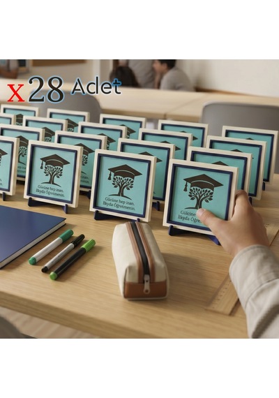 Kişiye Özel Hayat Ağacı Temalı Öğrenci Hediyesi Öğretmenden Sınıfına 28'li Anı Seti 10x10 Cm